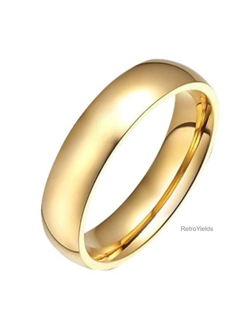 Gold Plated Stainless Steel Dome Band Ring Comfort Fit